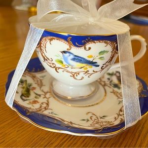 Gracie China Bird Cobalt Blue Teacup